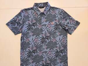 TravisMathew Red Letter Day Floral Leaf Print Performance Polo